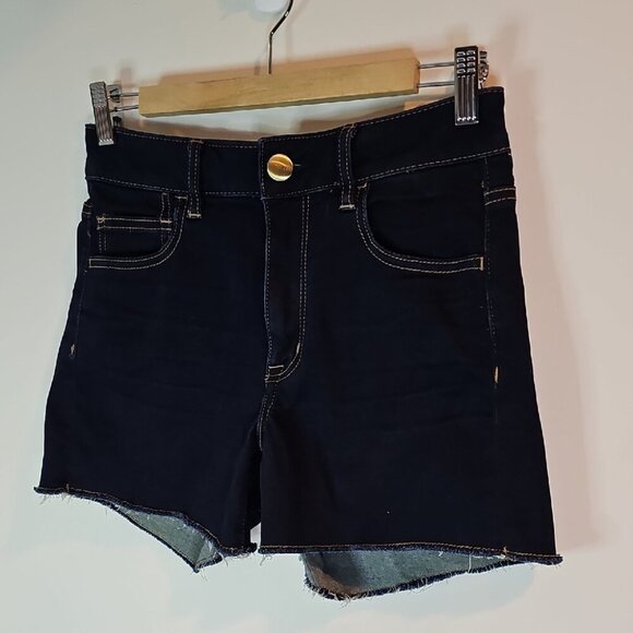 American Eagle Outfitters Size 8 Dark Wash Jean Shorts with Rolled Hems - Picture 2 of 13